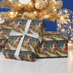 Vintage Weihnachten Santa Feiertags Fliesen Geschenkpapier