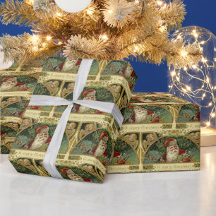 Vintage Weihnachten Santa Feiertags Fliesen Geschenkpapier