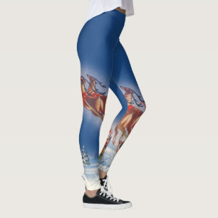 Vintage Weihnachten, Santa fliegt mit Schlitten un Leggings