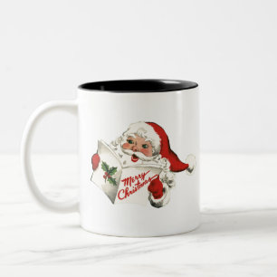 Vintage Weihnachten Santa Frohe Weihnachten retro Zweifarbige Tasse