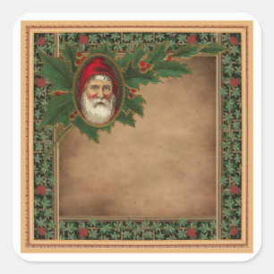 VINTAGE WEIHNACHTEN SANTA GESCHENKAUFKLEBER  QUADRATISCHER AUFKLEBER