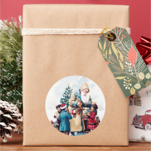 vintage Weihnachten Santa Kinder Feiertag Runder Aufkleber