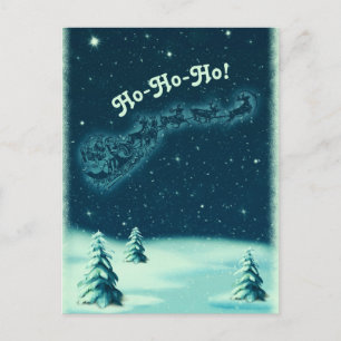 Vintage-Weihnachten-Santas-Schlitten-Winterlandsch Postkarte