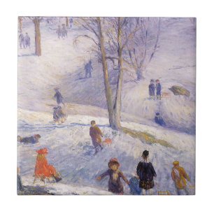 Vintage Weihnachten, Schlittenfahren, Central Park Fliese