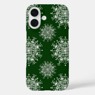 Vintage Weihnachten Schneeflocke Grüner Blizzard M iPhone 16 Hülle