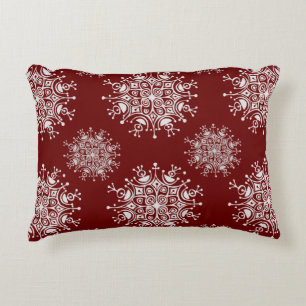 Vintage Weihnachten Schneeflocken Roter Blizzard M Dekokissen