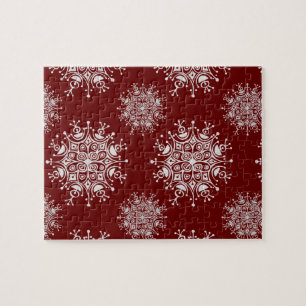 Vintage Weihnachten Schneeflocken Roter Blizzard M Puzzle
