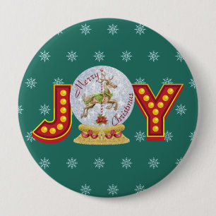 Vintage-Weihnachten-Schneekugel Rentier-Schneefloc Button