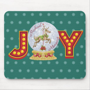 Vintage-Weihnachten-Schneekugel Rentier-Schneefloc Mousepad
