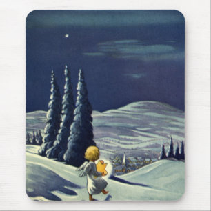 Vintage Weihnachten, Schneengelengel geht mit eine Mousepad