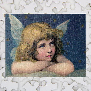 Vintage Weihnachten, schöne Engel mit goldenen Ste Puzzle