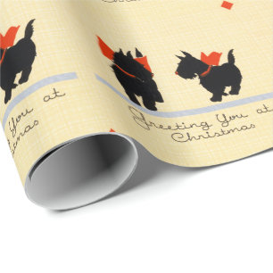 Vintage-Weihnachten Schottischer Terrier Hund Geschenkpapier
