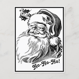 Vintage Weihnachten Schwarz Weiß Gesicht des Weihn Postkarte