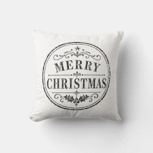 vintage-weihnachten-schwarz-weiß-kissen kissen