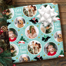 Vintage-Weihnachten-Scottie-Hund-Fotocollage Aqua
