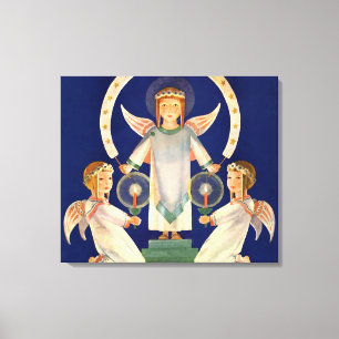 Vintage Weihnachten, skandinavische Santa Lucia En Leinwanddruck