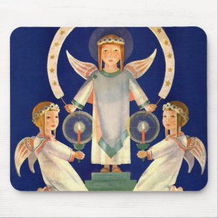 Vintage Weihnachten, skandinavische Santa Lucia En Mousepad