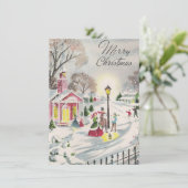 Vintage Weihnachten Stadt Winterlandschaft (Stehend Vorderseite)