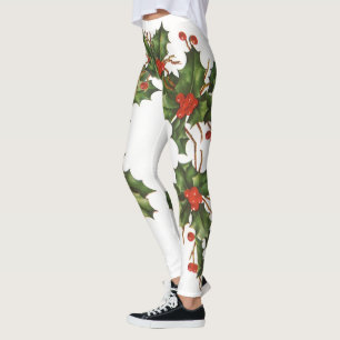 Vintage Weihnachten, Stechpalmenpflanze mit roten Leggings