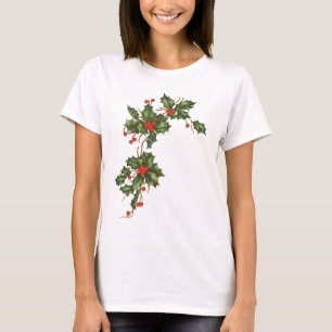 Vintage Weihnachten, Stechpalmenpflanze mit roten T-Shirt