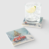 Vintage Weihnachten Steinuntersetzer (Seitenansicht)