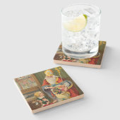 Vintage Weihnachten Steinuntersetzer (Seitenansicht)