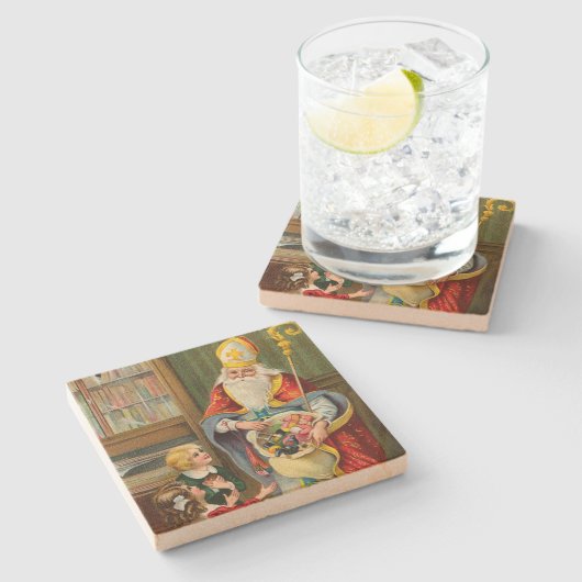 Vintage Weihnachten Steinuntersetzer (Seitenansicht)