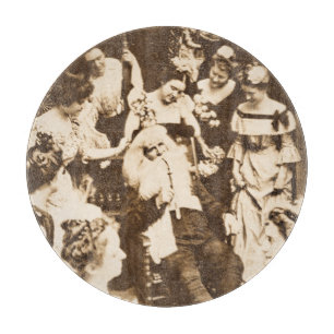 Vintage-Weihnachten-Stereobild Santa und die Damen Schneidebrett