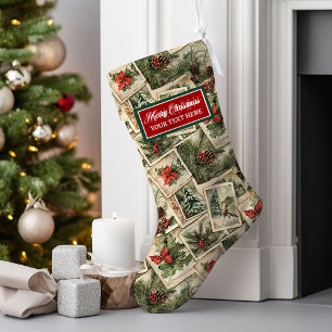 Vintage Weihnachten Strumpf Wasserfarbe Personalis Großer Weihnachtsstrumpf