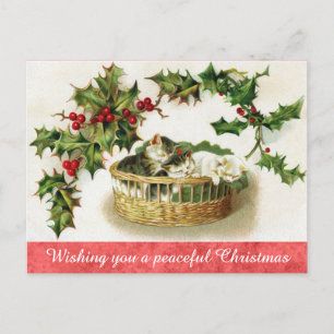 Vintage-Weihnachten Süße Kätzchen Katze Postkarte