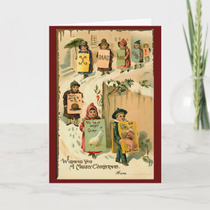 Vintage Weihnachten Süße Retro Kinder Personalisie Karte