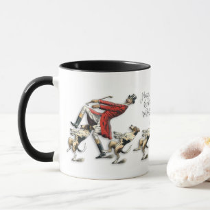 Vintage-Weihnachten Süßer Mann und Hunde Tasse