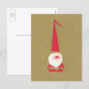 Vintage Weihnachten, süßer Santa Claus Gnom auf Go Feiertagspostkarte