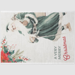 Vintage-Weihnachten Türkis Santa Decoupage Seidenpapier
