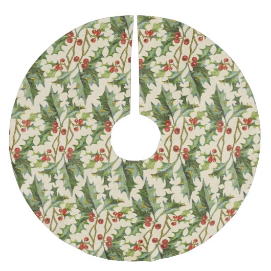 Vintage Weihnachten und Berry Pattern Polyester Weihnachtsbaumdecke (Vorderseite)