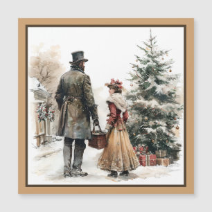 Vintage-Weihnachten Vater-und-Kind-Magnetkarte Magnetkarte