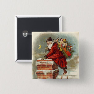 Vintage Weihnachten Viktorianisch St. Nikolaus auf Button