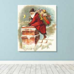 Vintage Weihnachten Viktorianisch St. Nikolaus auf Leinwanddruck