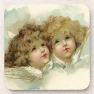 Vintage-Weihnachten, viktorianische Engel in den W Getränkeuntersetzer