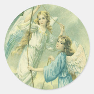 Vintage Weihnachten, viktorianische Engel mit eine Runder Aufkleber