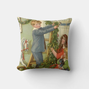 Vintage Weihnachten, viktorianische Kinder dekorie Kissen