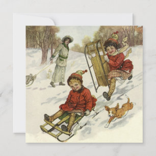 Vintage Weihnachten, viktorianische Kinder Einladu Einladung