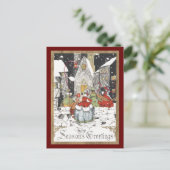 Vintage Weihnachten Viktorianische Menschen gehen (Stehend Vorderseite)