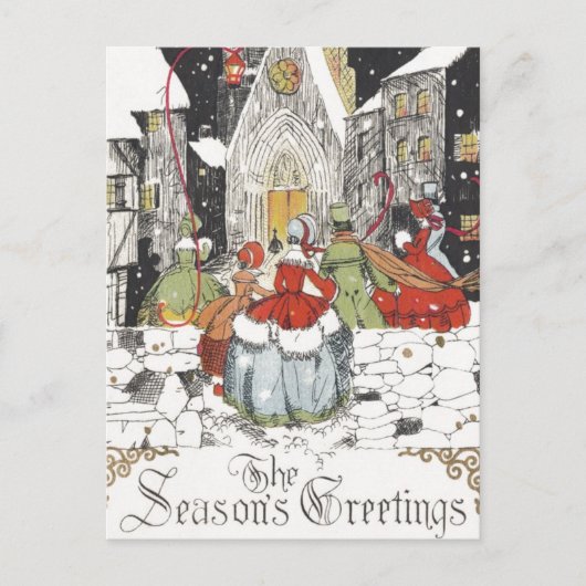 Vintage Weihnachten Viktorianische Menschen gehen (Vorderseite)