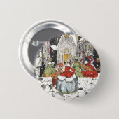 Vintage Weihnachten Viktorianische Menschen gehen Button (Vorne & Hinten)