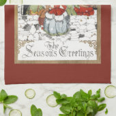 Vintage Weihnachten Viktorianische Menschen gehen Geschirrtuch (Gefaltet)