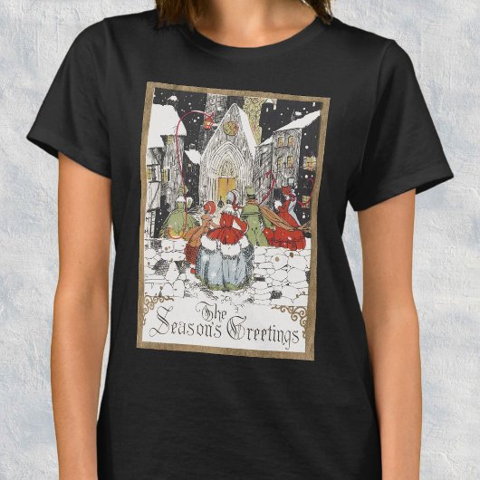 Vintage Weihnachten Viktorianische Menschen gehen  T-Shirt