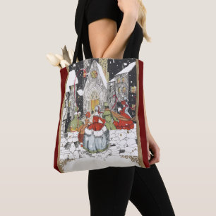 Vintage Weihnachten Viktorianische Menschen gehen  Tasche