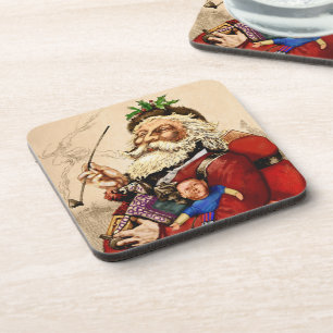 Vintage Weihnachten, viktorianische Santa Claus Pf Getränkeuntersetzer