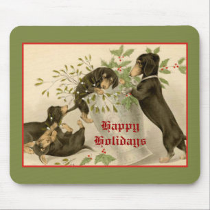 Vintage-Weihnachten viktorianische süße Dachshund- Mousepad